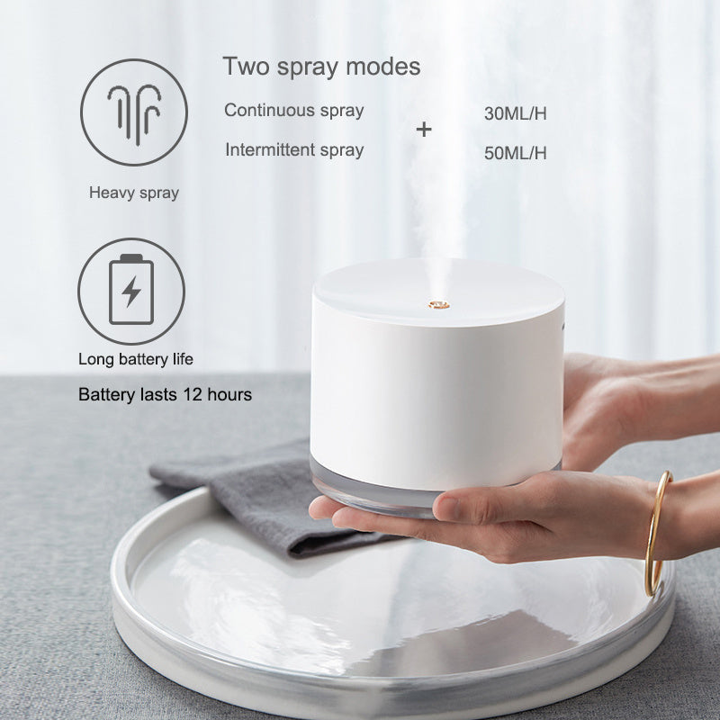 Portable ultrasonic air humidifier and aroma diffuser with USB charging