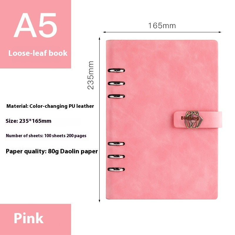 A5 Loose-Leaf Notebook with Removable Notepad for Business Meetings