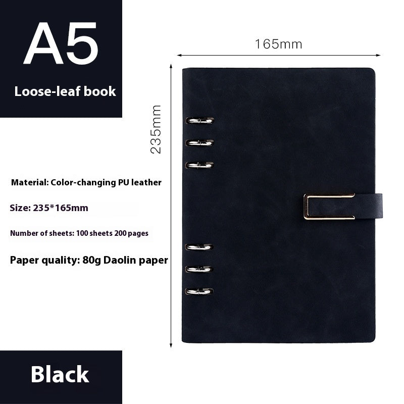 A5 Loose-Leaf Notebook with Removable Notepad for Business Meetings