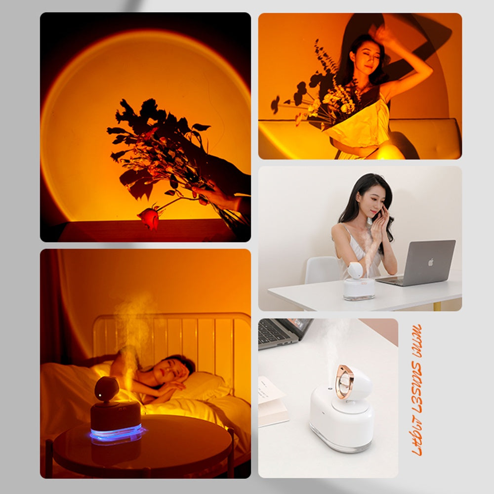 Mini Wireless Sunset Lamp Humidifier and Ambient Light Mist Maker