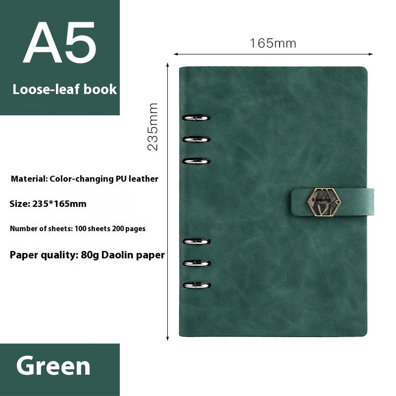 A5 Loose-Leaf Notebook with Removable Notepad for Business Meetings