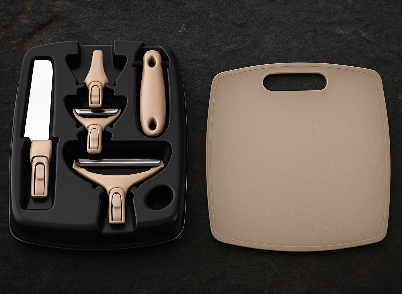 3-Piece Stainless Steel Cutter Set with Chopping Board & Extras