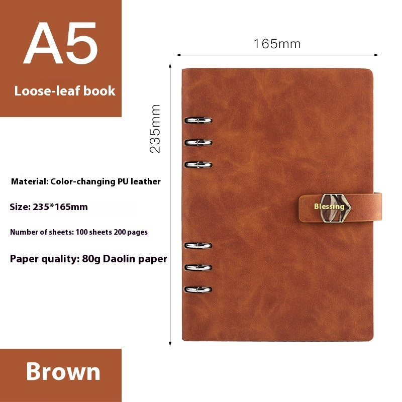 A5 Loose-Leaf Notebook with Removable Notepad for Business Meetings