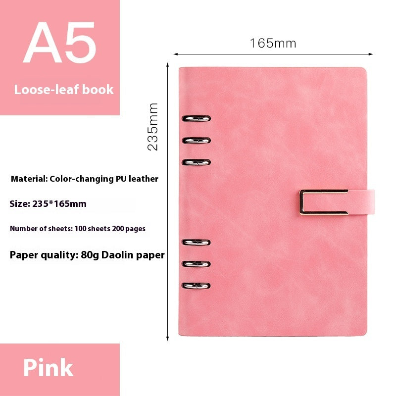 A5 Loose-Leaf Notebook with Removable Notepad for Business Meetings
