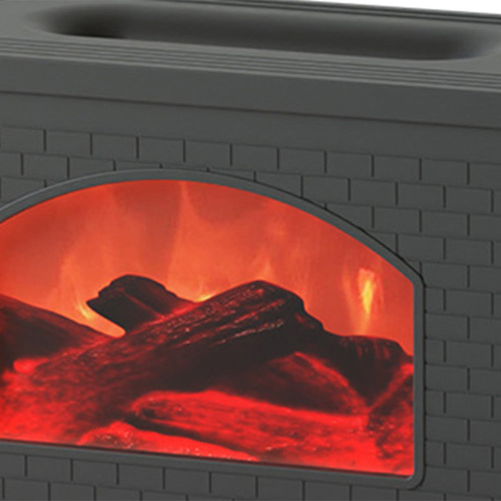 Cozy simulated fireplace humidifier with flame effect and aroma diffuser.