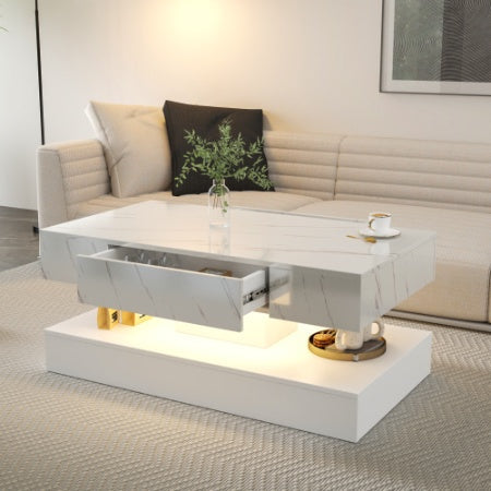 Modern 6.93IN LED Coffee Table with Lights for Large Living Room