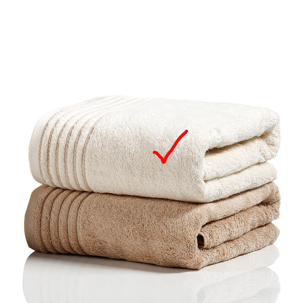 Absorbent cotton bath towel set in beige and brown colors
