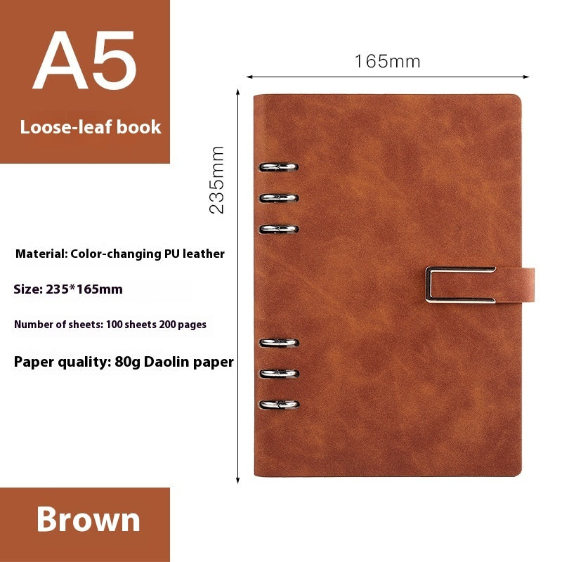 A5 Loose-Leaf Notebook with Removable Notepad for Business Meetings