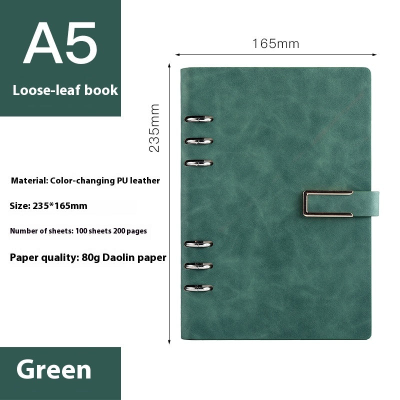 A5 Loose-Leaf Notebook with Removable Notepad for Business Meetings