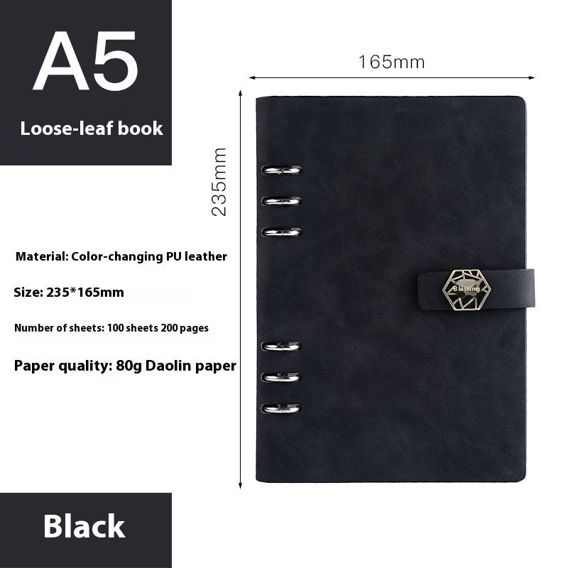 A5 Loose-Leaf Notebook with Removable Notepad for Business Meetings