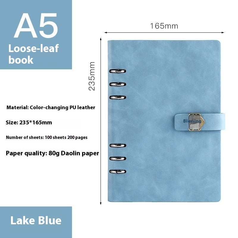 A5 Loose-Leaf Notebook with Removable Notepad for Business Meetings
